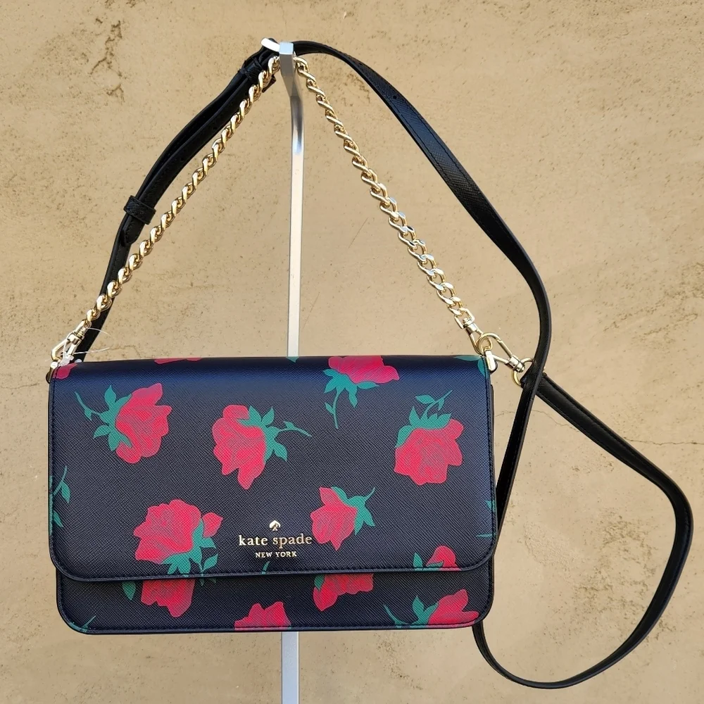 Kate Spade Madison Rose Toss Printed Flap Crossbody
